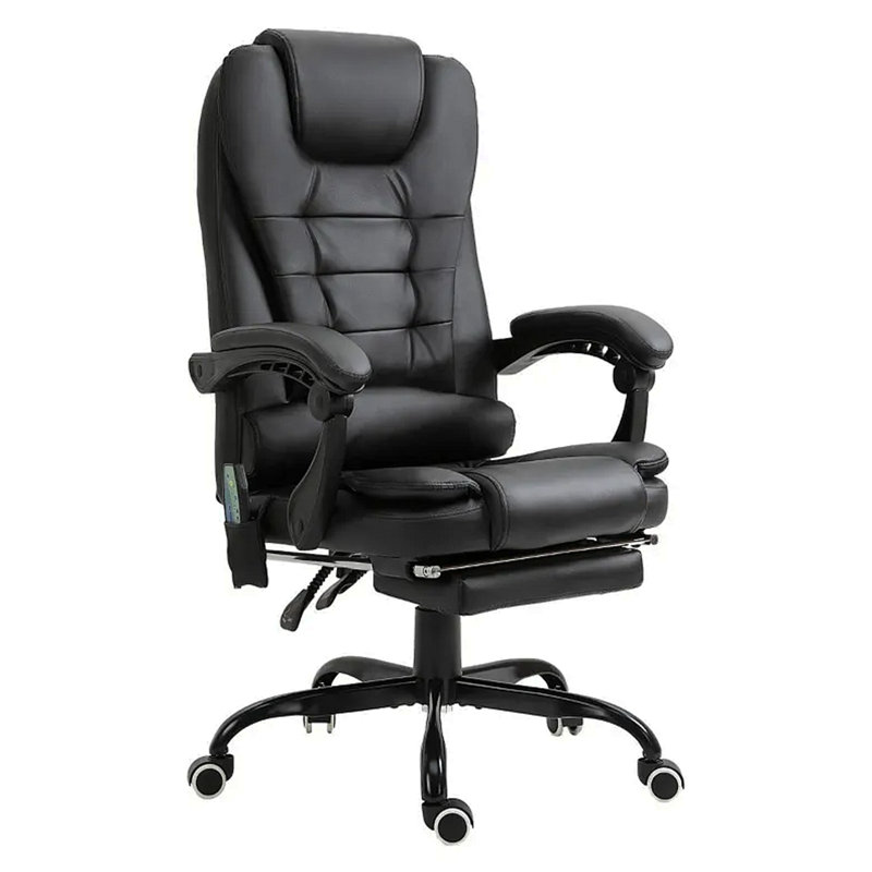 High Back Massaging Office Desk Chair,Massage Office Chair With Lumbar Support,Footrest, Black, Polyurethane