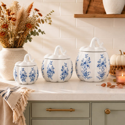 Ensemble de 10 boîtes de rangement graduées Strawberry Street Harvest Toile Pumpkin