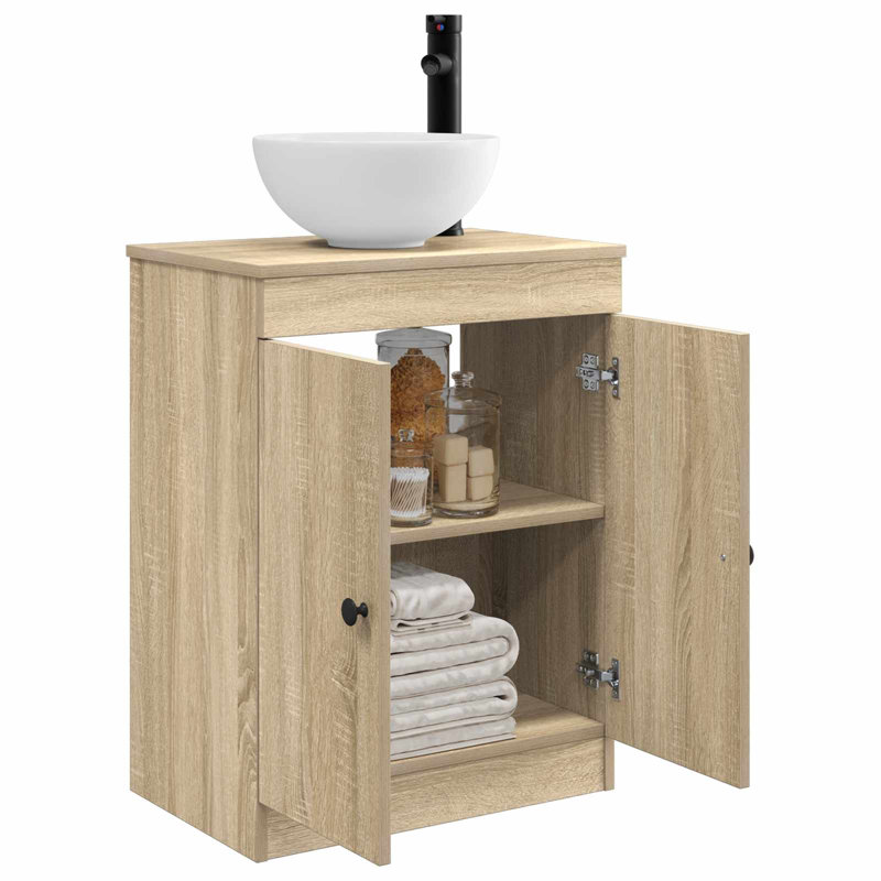 Single Bathroom Vanity with Ceramic Basin, Sonoma Oak