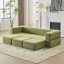 Canapé modulaire convertible avec 3 repose-pieds Ebern Designs - Lit en mousse haute rebond, canapé en chenille peu encombrant pour les studios et les bureaux à domicile.-637114589