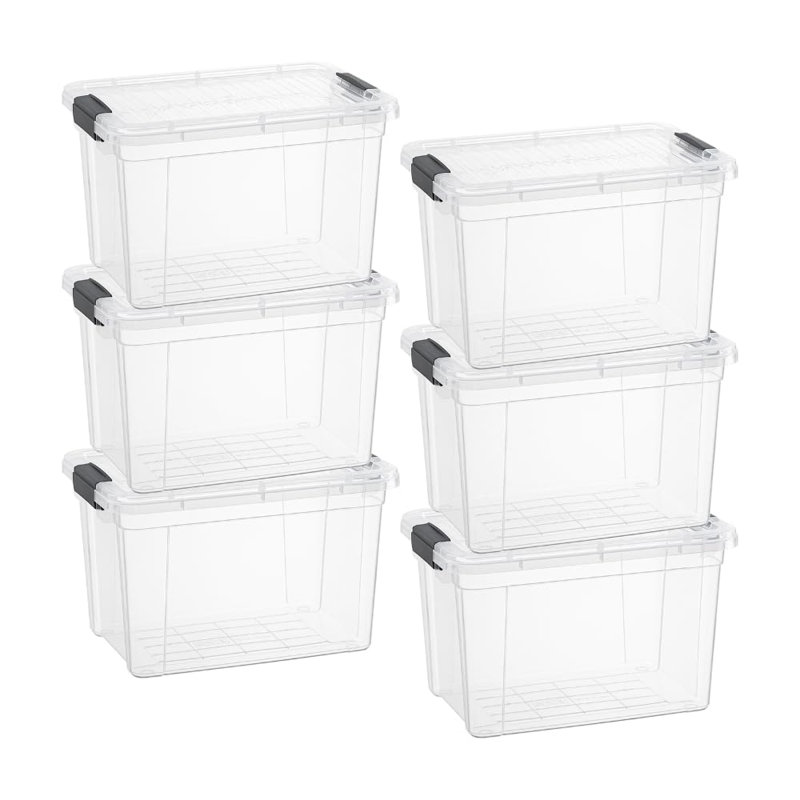 Bacs de rangement Superio avec couvercles, boîtes transparentes de 2,5 pintes pour l'organisation, contenants en plastique empilables - sans BPA, non toxiques, sans odeur, organisateur pour la maison, le bureau, le dortoir, paquet de 6
