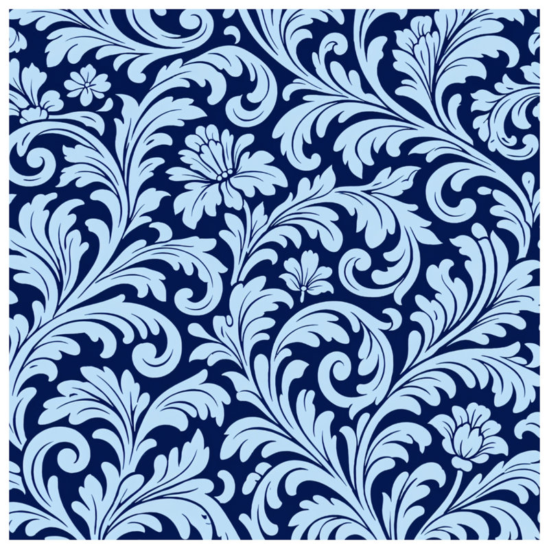 Housses de couette damassées à motif floral bleu, Très grand lit