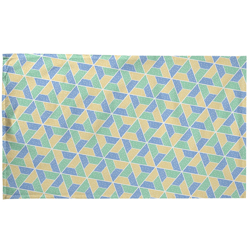 Serviette à thé trapézoïdals Mcguigan, Polyester sergé, Bleu / vert