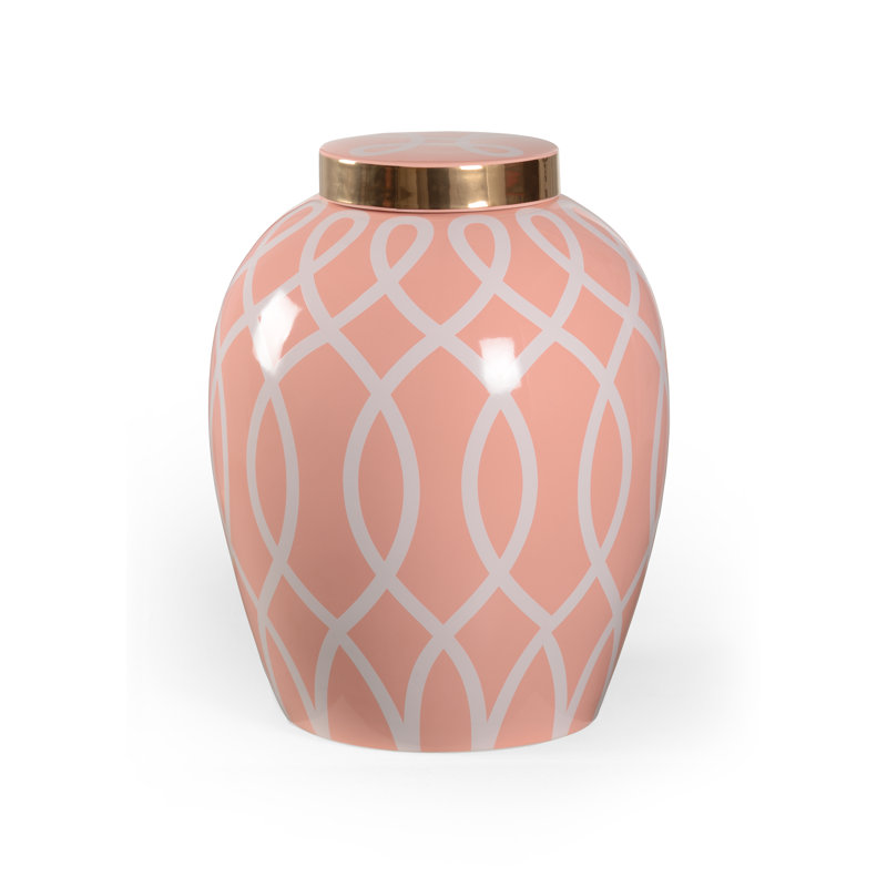 Sarah Ceramic Jar, Coral/Gold
