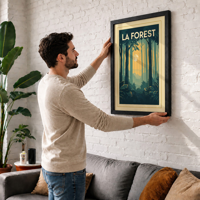 La Forest Art Deco - Framed Print, A2 - 59.4 x 42.0 cm, Black
