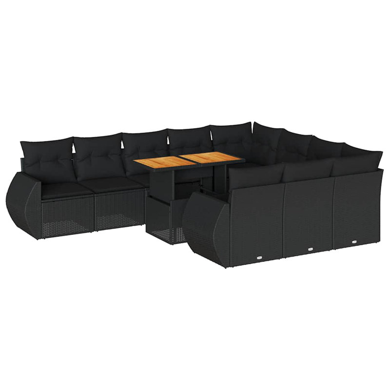  Ensemble de canapé de jardin noir