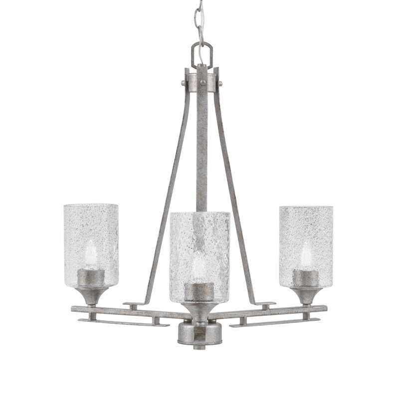 Lustre 3 lumières Uptowne illustré en finition argent vieilli avec verre fumé de 4 po