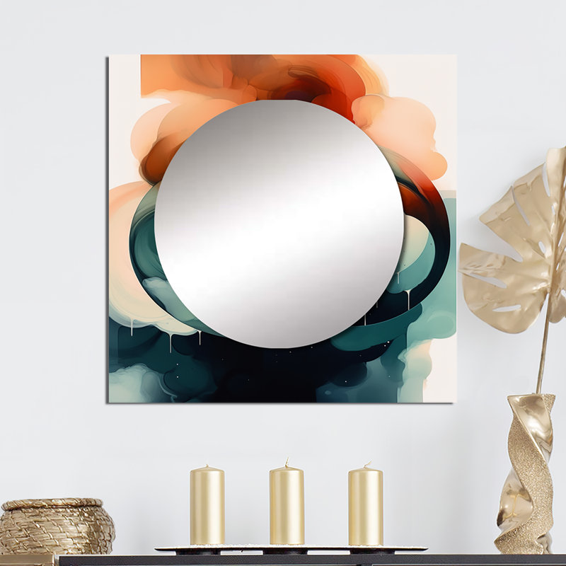 Miroir mural de salon abstrait Fayne, 36 po x 36 po