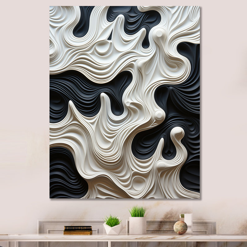 Décoration murale noir et blanc Opt Art, Toile tendue, H 32 po x l 16 po, Sans cadre