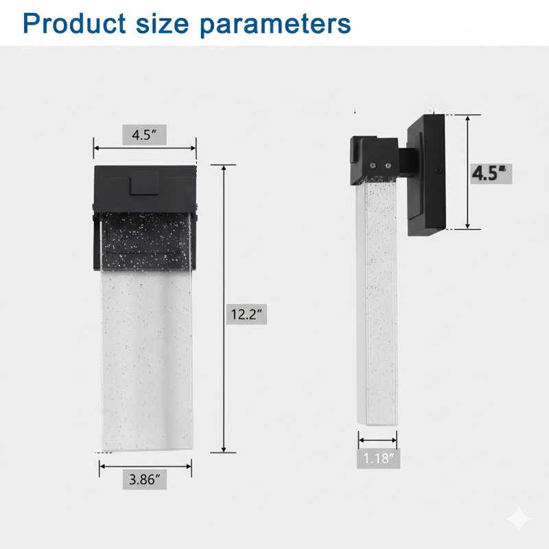 Two Outdoor Wall-Mounted Light Fixtures, Weather-Resistant, With Energy-Efficient LED (12 Watts Per Unit), Featuring A Bubble Crystal Design And An Integrated Light Sensor.