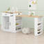 Console polyvalente avec îlot extensible avec rangement et espace de détente et de repas multi-scène