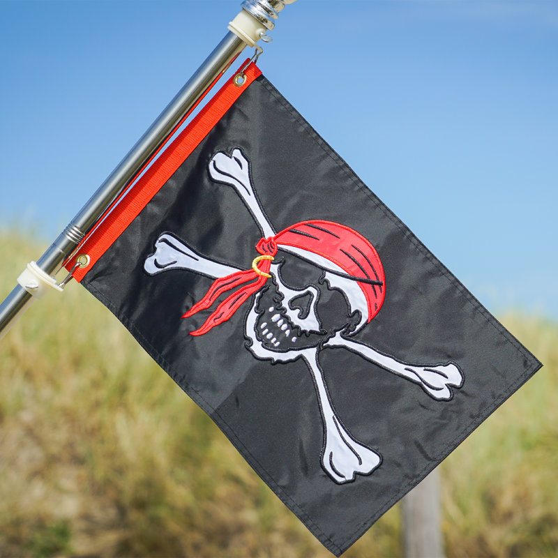 Drapeau Jolly Roger Luster 12 x 18, Rouge / Noir / Blanc