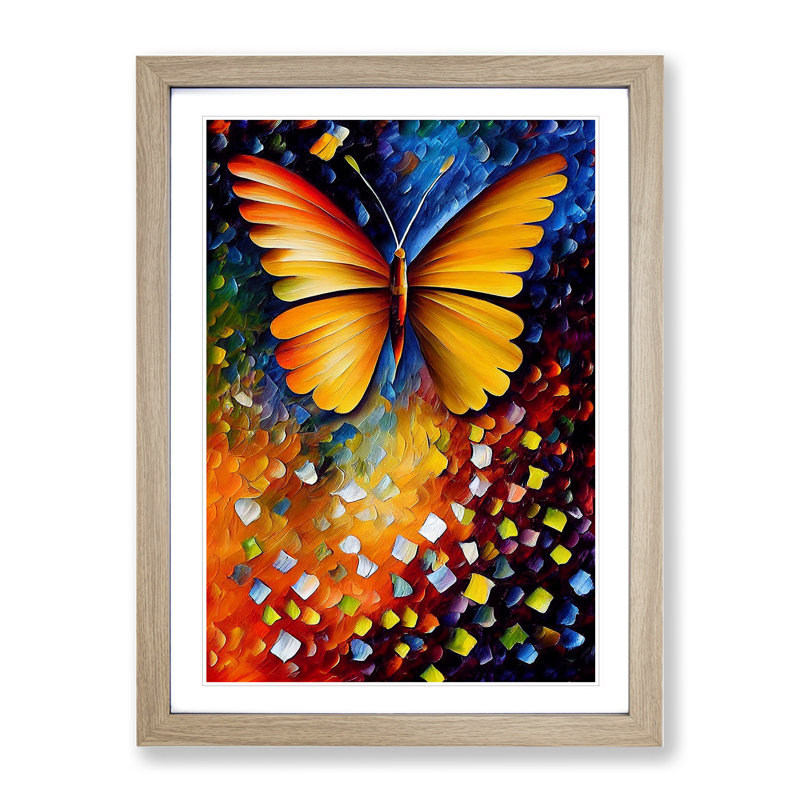 Solo Butterfly No.2 - Single Picture Frame Print, 64cm H x 46cm W x 2cm D, Oak Framed