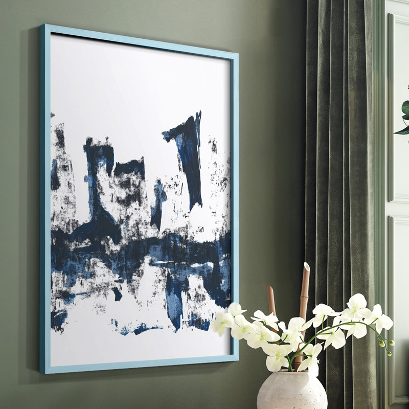 Abstrait, imprimé encadré - prêt à accrocher -, Bleu, H 29 po x l 23 po