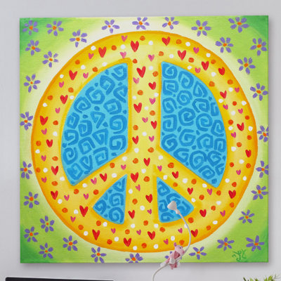 'Flower Power Peace' Print on Wrapped Canvas