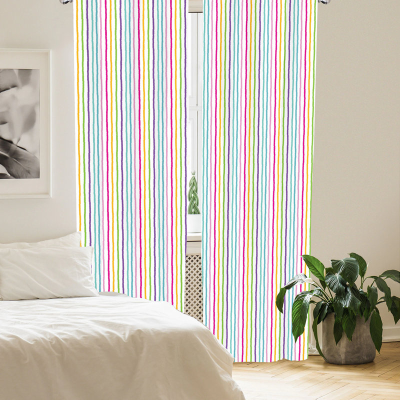 Striped Semi-Sheer Rod Pocket Curtain Panels, 28" W x 63" L