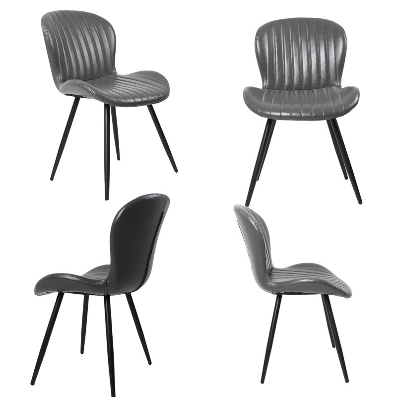 Chaises de salle à manger en cuir, Gris