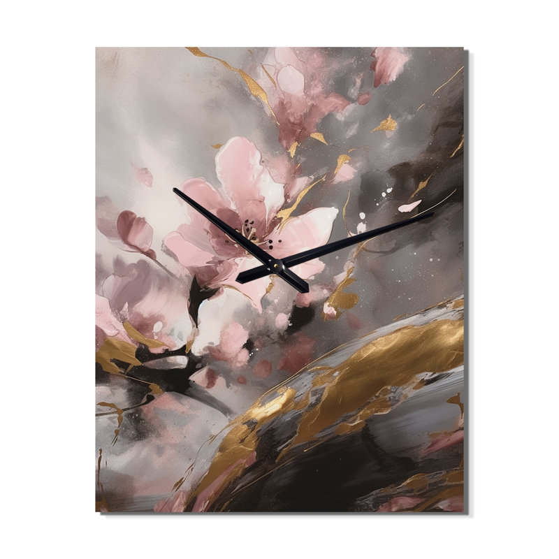 Jaleon - Horloge murale surdimensionnée cerisier en fleurs, H 32 po x l 16 po x P 1 po