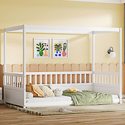 Canopy Bed Frame With Guardrails