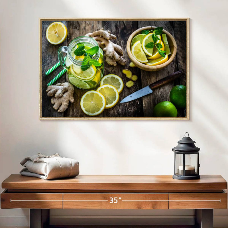 Cuisine au citron, Cadre flottant en bois naturel, 25 po x 17 po