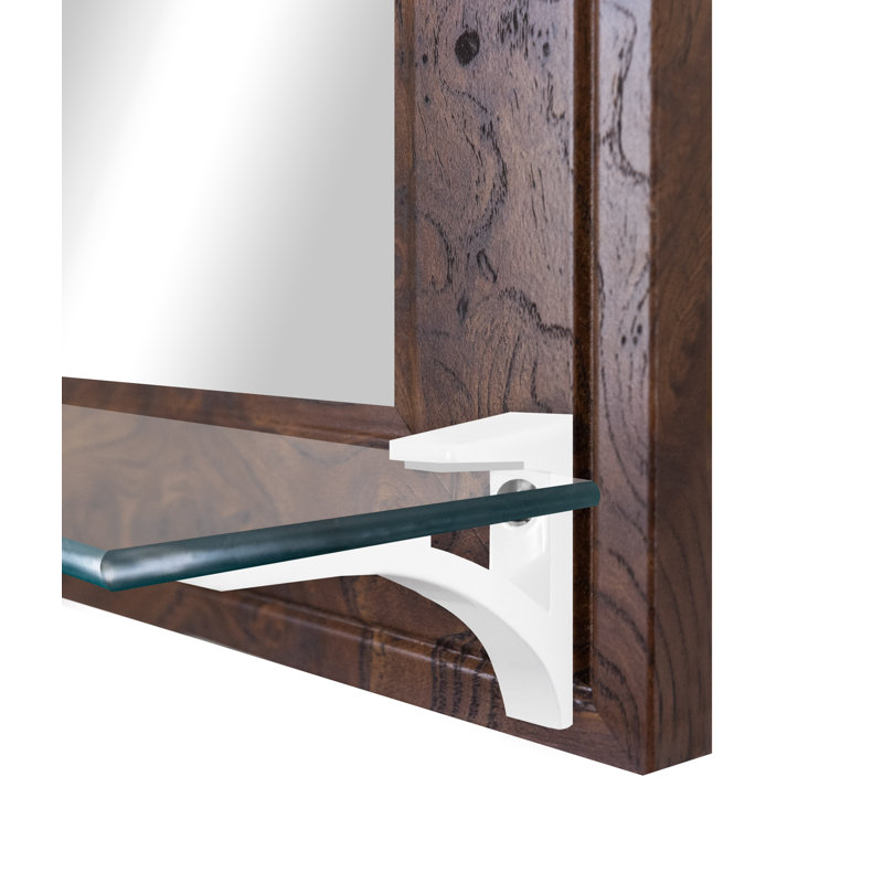 Miroir rustique moderne avec tablette en verre, 32,5 po x 60 po