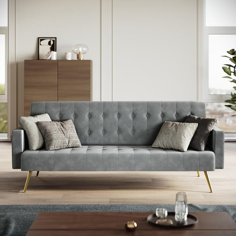 176*60*75cm Multi-functional Premium Plush Comfort Sofa for Living Room, Grey