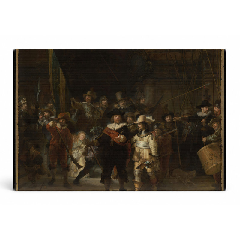 «The Night Watch» (1642) - Art mural sur toile paysage, 14" W x 11" H