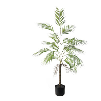 3.9Ft Artificial Palm Tree In Pot For Home Office Decor, Green (1 Branch)