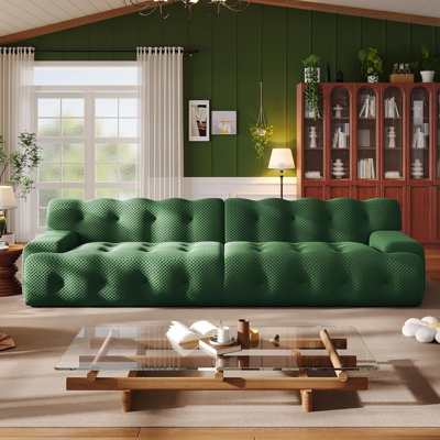118" Cloud Sectional Couch With L-Shape Chaise,4 Seat Modern Modular Sofa With Deep Seat, Upholstered Couches For Living Room Bedroom,No Assembly Required (Green, 118“ 4 Seater)