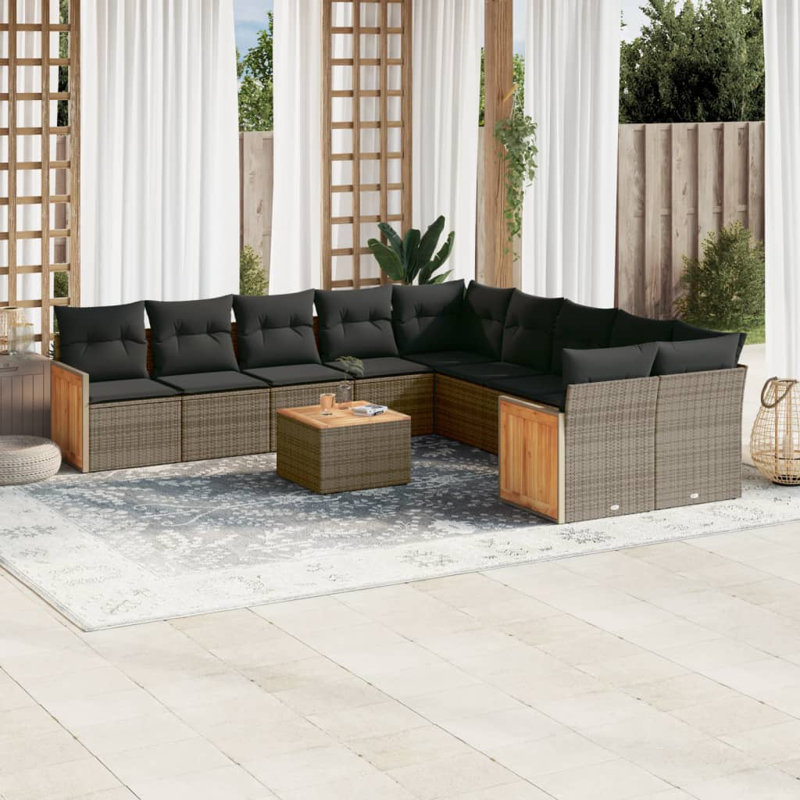 Vidaxl Garden Sofa Set Grey, Dark Grey