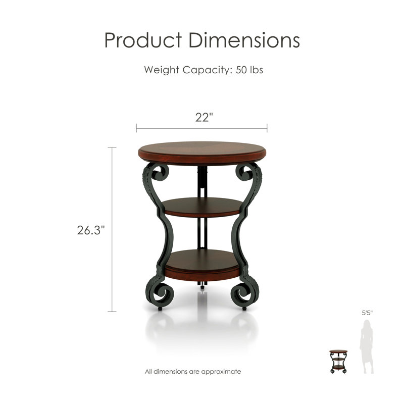 Fedak 22" W Round Solid and Manufactured Wood End Table