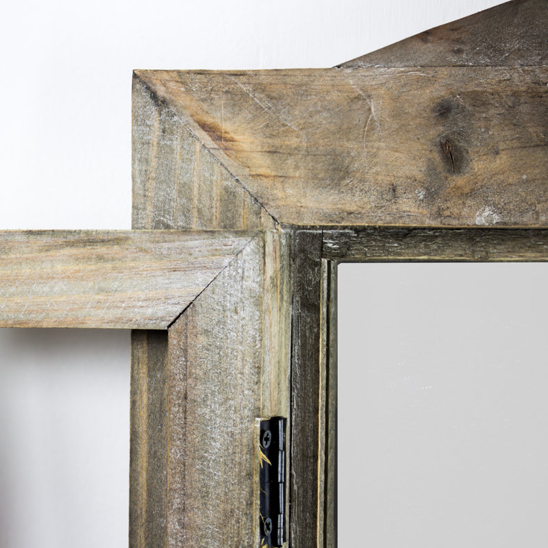 20x15" Farmhouse Rustic Distressed Wood Window Shutter Decorative Wall Mirror for Entryway, Natural