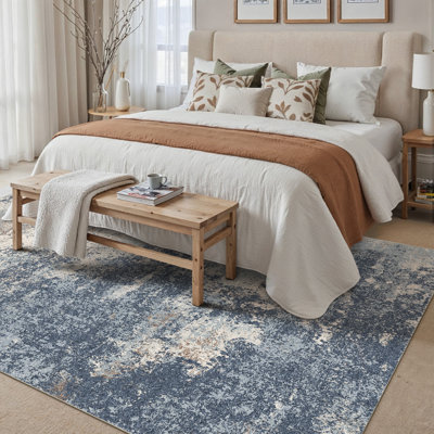 Modern Abstract Indoor Rug in Blue/White