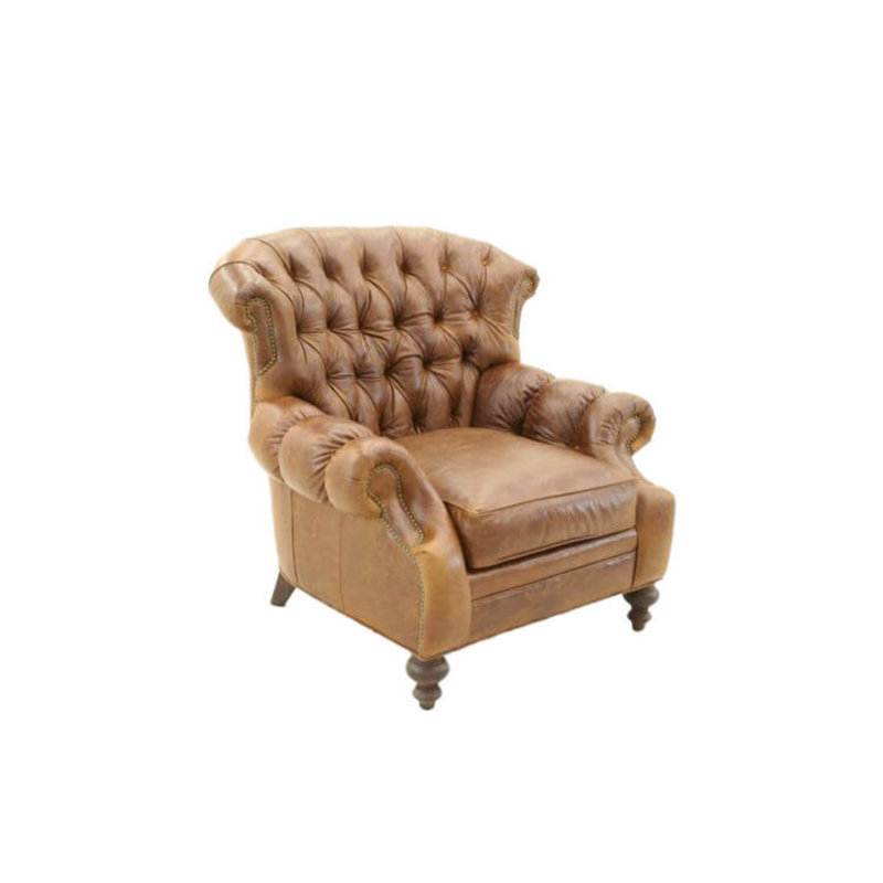 Leather Armchair, Old Silver, French Dark Chocolate, Bristol 5410