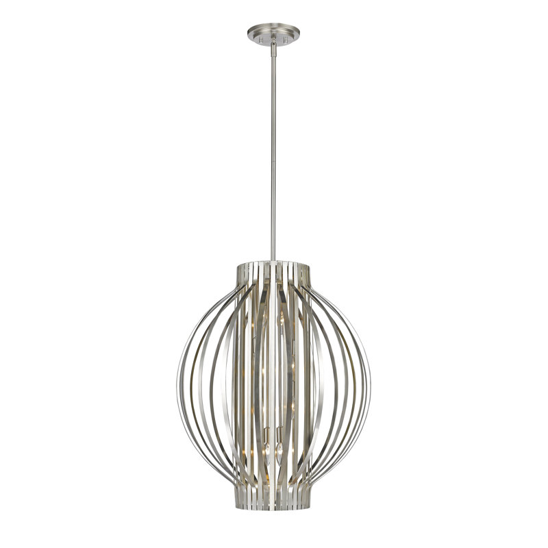 Lustre géométrique unique à 8 lumières Trevion, Nickel brossé