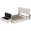 Lit plateforme tapissier avec système de rangement hydraulique, repose-pieds avec pieds en métal