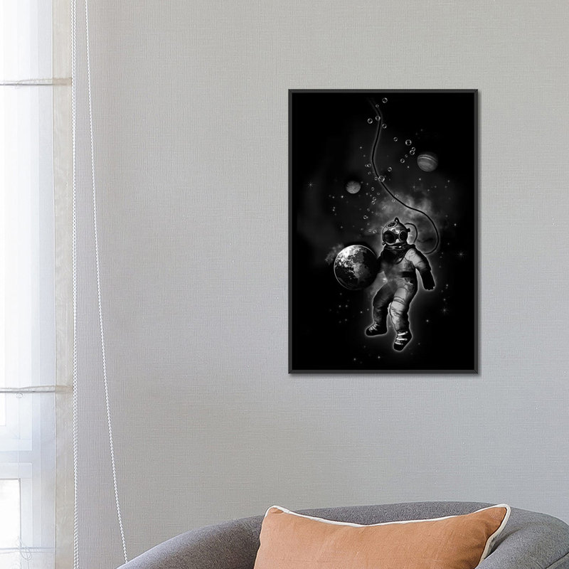 Plongeur sous-marin, H 26 po x l 18 po x P 1,5 po, Toile avec cadre noir