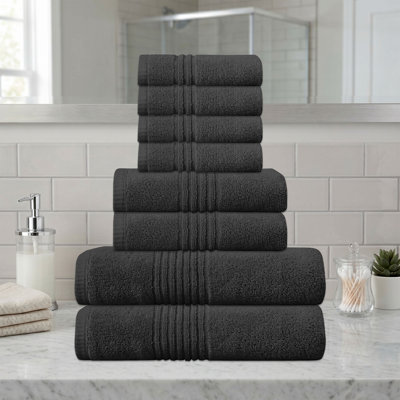 Ensemble de serviettes de bain 100% coton Phoebe Home , Noir