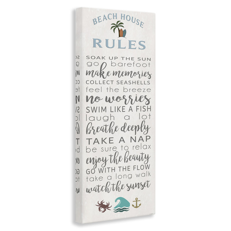 Fun Fun Beach House Rules, design par Seven Trees Design, H 40 po x l 17 po
