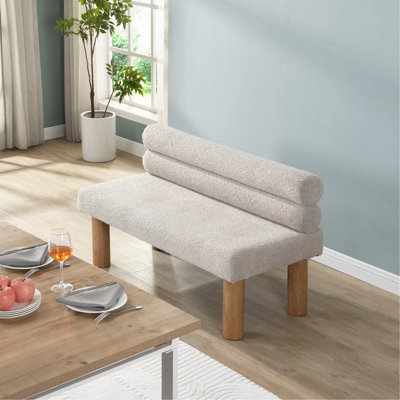 Banc de salle à manger rembourré, bout de lit, banc d'entrée, pour salle à manger, chambre à coucher, salon, pieds en bois d'hévéa, support 300 lb, gris clair