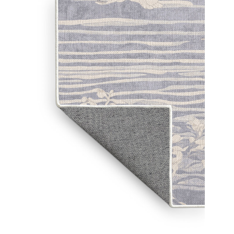 Machine Washable Beige Area Rug, Rectangle 4' x 6'