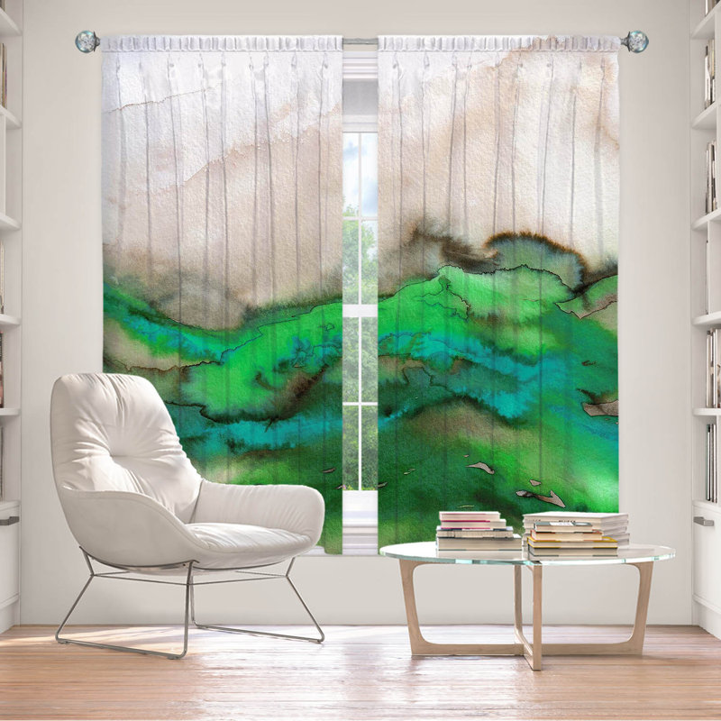 Rideau en polyester, Vert, L 40 po x L 61 po