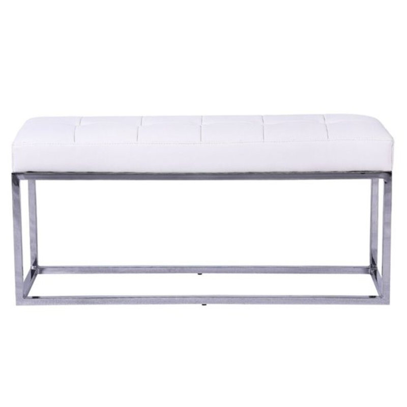 Banc en similicuir Judette, Blanc