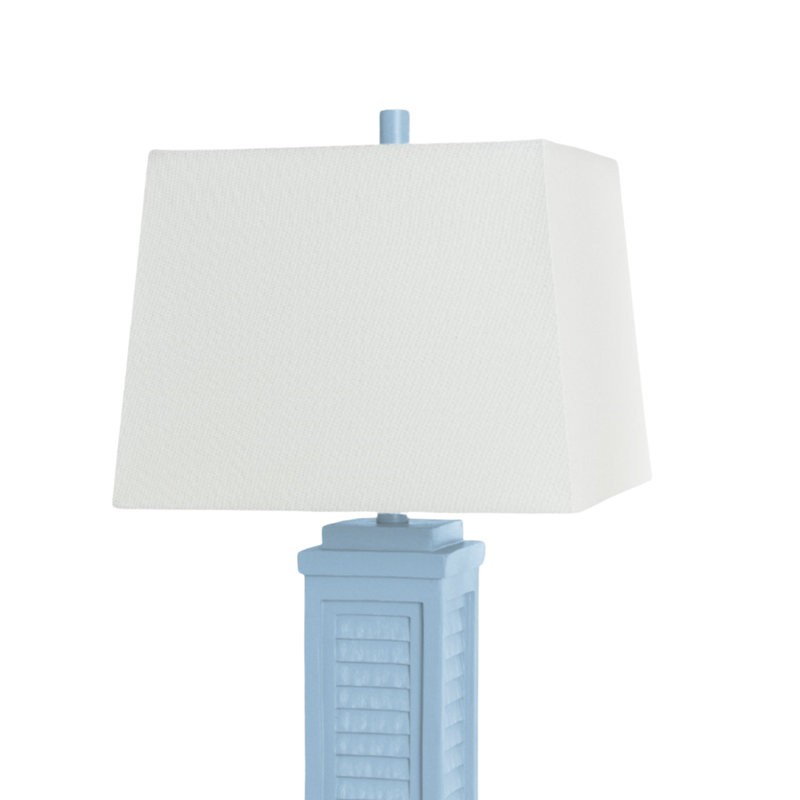 Tabetha Stunning Shutter USB Port Table Lamp with Linen Shade (Set of 2), Blue