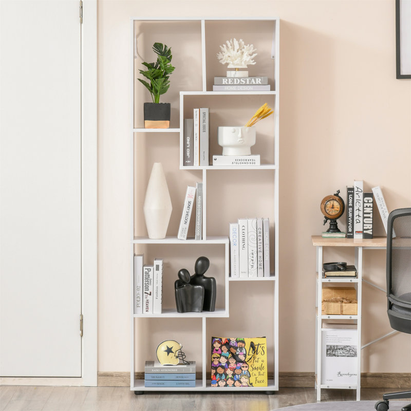 Ramani Geometric Bookcase, White, 178cm H x 70cm W x 24cm D