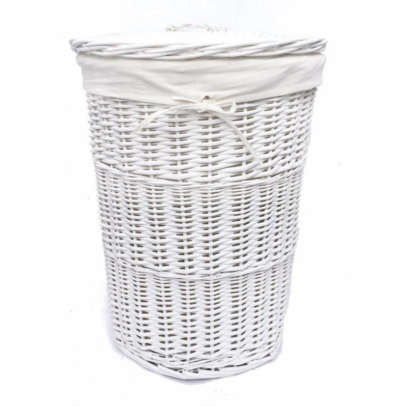 Laundry Hamper, White, Small (42.5cm x 30cm x 30cm)