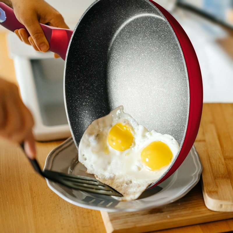 Aluminum Non-Stick Frying Pan Set, Red, 20 cm/24 cm