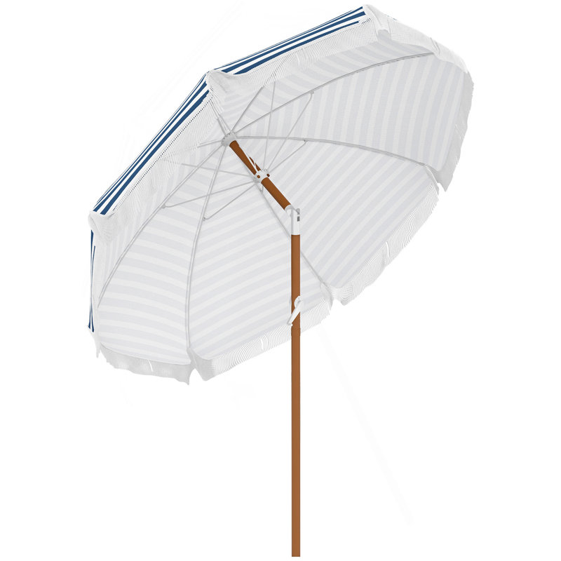 Parasol de patio extérieur avec inclinaison, évent, parasol de table de marché avec volants à franges et volant