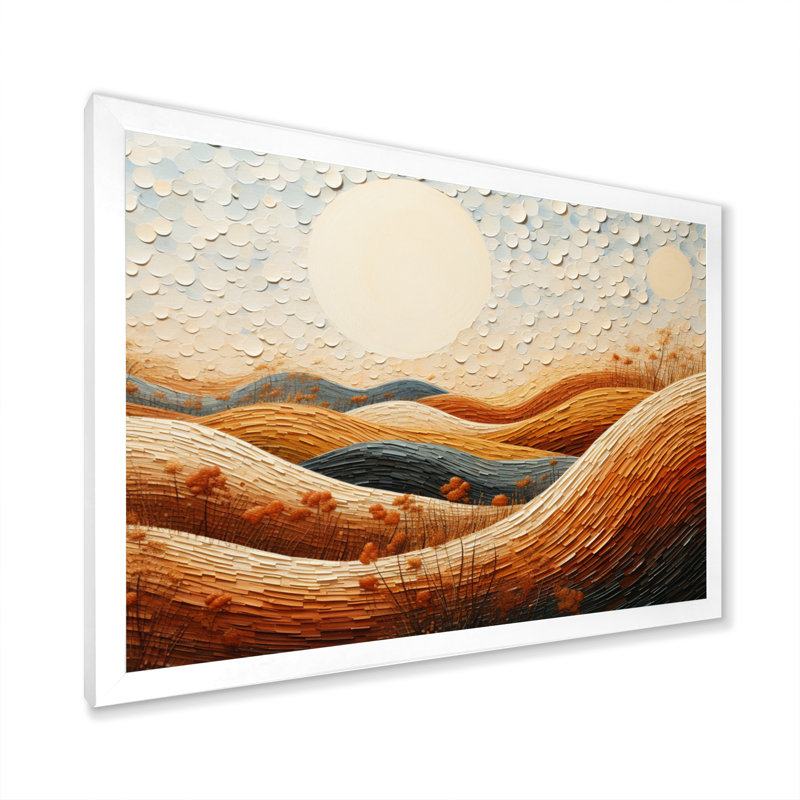 «Beach Dune Dance Pointillism II», reproduction sur toile, H 12 po x l 20 po x P 1 po, Cadre photo blanc