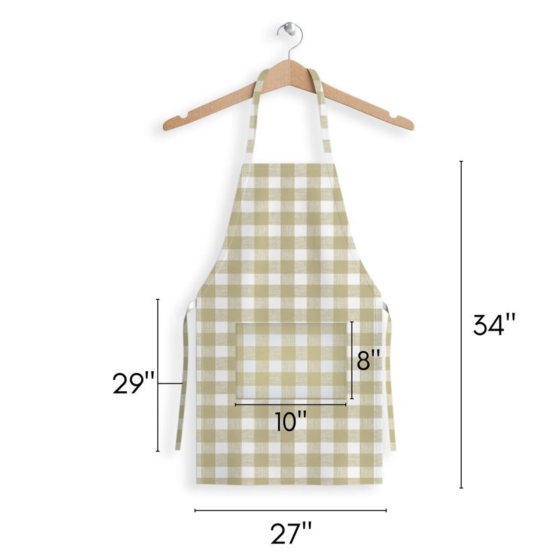 Plaid Bib Apron, Light Brown/White